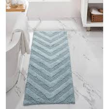Better Trends Hugo Collection 20 In X 60 In Blue 100 Cotton Runner Bath Rug