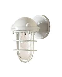 Beacon White Steel Cage Glass Wall Sconce