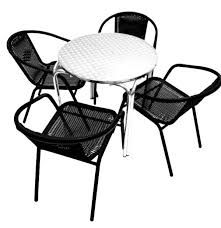 Aluminium Table 4 Rattan Steel Chairs