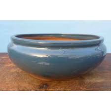 Blue Glazed Round Bonsai Pot 12