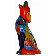 Coyote Statue Hand Painted Talavera