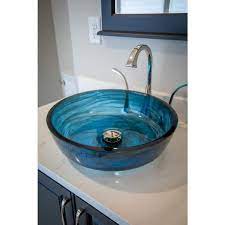 Eden Bath Transpa Blue Glass Round