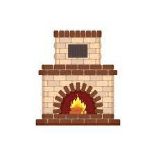 White Brick Fireplace With Wood Fire
