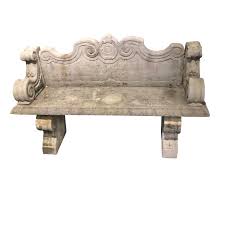 1940 S French Stone Garden Bench With Back