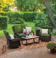 Better Homes Gardens Ravenbrooke 4 Piece Outdoor Wicker Swivel Chair Conversation Set Green Size 38 5 Inch H X 55 75 Inch Large X 33 5 Inch W