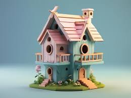 Tiny Cute Isometric 3d Render Bird House
