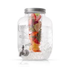 Joyjolt 1 Gallon Glass Drink Dispenser With Ice Infuser Fruit Infuser