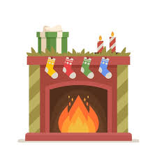 Burning Fireplace With Socks