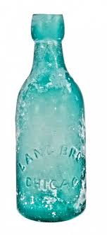 Aqua Blue Pony Style Glass Soda Bottle