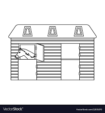 Horse Stable Icon In Outline Style