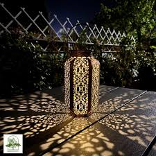 Vintage Solar Hanging Lantern Brassy