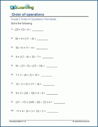 Order Of Operations Pahesis K5