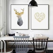 Deer Motif And Heart Icon Canvas Prints