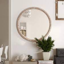Cozayh Distressed Wood Frame Accent Mirror Rustic Farmhouse Style Dec