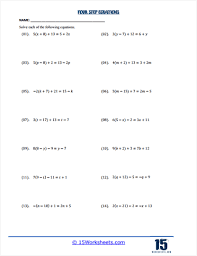 Four Step Equations Worksheets 15