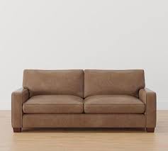 Pb Comfort Square Arm Leather Grand Sofa 88 Box Edge Memory Foam Cushions Keystone Nut Pottery Barn