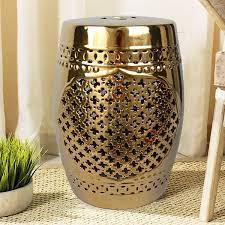 11 8 Ceramic Golden Garden Stool End