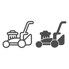 Lawn Mower Line And Solid Icon Farm