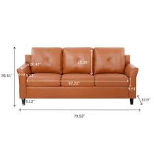 Square Arm Faux Leather Rectangle Sofa