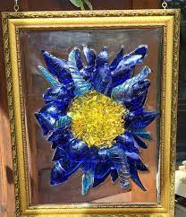 Sunflower Cobalt Blue Glass With Yellow