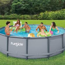 Funsicle 14 X 42 Oasis Outdoor Round Frame Above Ground Swimming Pool Gray