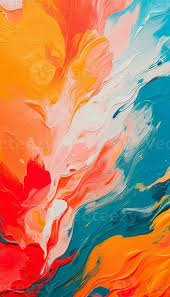 Abstract Acrylic Paint In Orange Blue