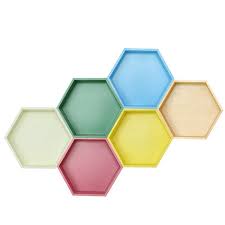 Magnetic Hexagon Shelf Wood Pink