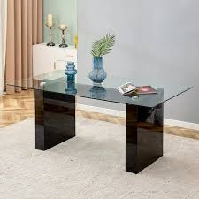 70 86 In Large Modern Rectangular Tempered Glass Dining Table Top Wit