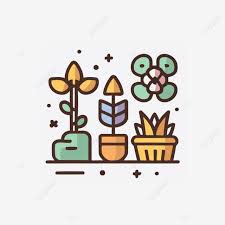 Flower Icons With Potted Plants Vector