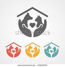 Pet Care Logo Home Icon Stock Vector