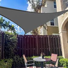 Cisvio 12 Ft X 12 Ft X 12 Ft 185 Gsm Dark Grey Triangle Sun Shade Sail Water Permeable And Uv Resistant Patio Outdoor