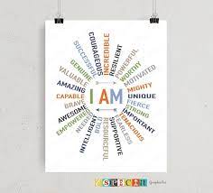 I Am Affirmation Words Printable Wall