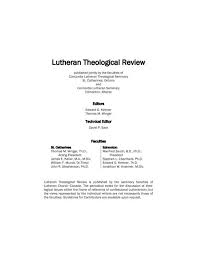 Lutheran Theological Review Concordia