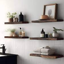 17 In W X 6 In D Brown Floating Decorative Wall Shelf Set Of 4