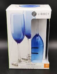 Set Of 4 Libbey Vina Blue Champagne