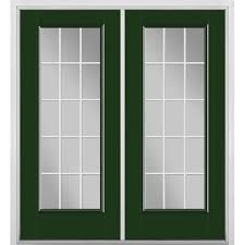 Masonite 72 In X 80 In Conifer Fiberglass Prehung Right Hand Inswing Gbg 15 Lite Clear Glass Patio Door With Brickmold