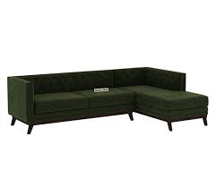 Corner Sofa Velvet Dark Olive Green