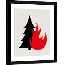 Forest Fire Minimalist Wall Art Wall