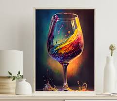 Wine Glass Art Kitchen Wall Decor Wine