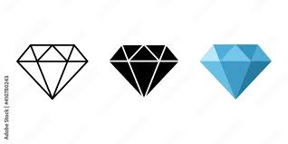 Diamond Icon Vector Of 3 Types Color