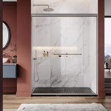Sunny Shower Sliding Shower Door 60 X 72 Semi Frameless Sliding Shower Door 1 4 Clear Tempered Glass Shower Door Brushed Nickel Finish Glass