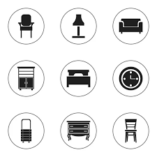 Set Of 16 Editable Furniture Icons