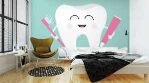 Wall Mural Tooth Holding Toothpaste And