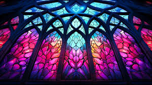 Neon Stained Glass Patterns Shimmering