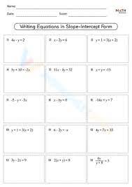 Slope Intercept Form Worksheets 2024