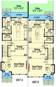 New American Duplex House Plan With