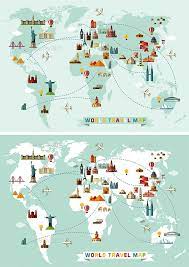 Travel Icon Map Map Wall Mural