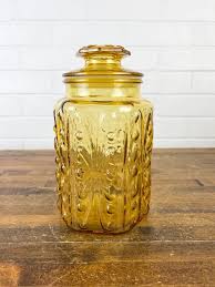 9 Vintage Amber Glass Jar With Lid