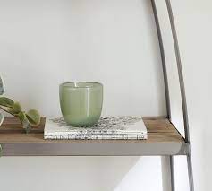 Metal And Wood Oval Wall Shelf