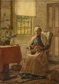 Portrait Of An Old Woman Knitting